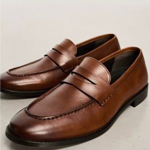 Men’s ASOS DESIGN loafers in tan polished leather